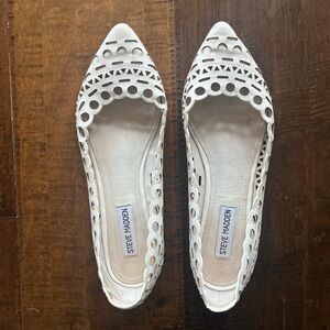 White Steve Madden pointed toe flats with cutout design